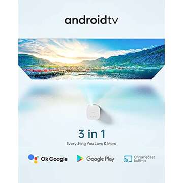 XGIMI Mogo Pro Portable Native Projector, Wi-Fi Smart Mini Movie Projector, 300 ANSI Lumen, Android TV 9.0, 5,000+ Apps, 100 inch Picture, Wireless Bluetooth Speaker for Outdoor Indoor