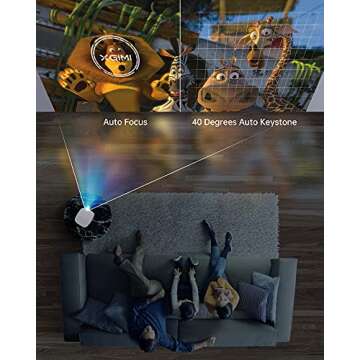 XGIMI Mogo Pro Portable Native Projector, Wi-Fi Smart Mini Movie Projector, 300 ANSI Lumen, Android TV 9.0, 5,000+ Apps, 100 inch Picture, Wireless Bluetooth Speaker for Outdoor Indoor