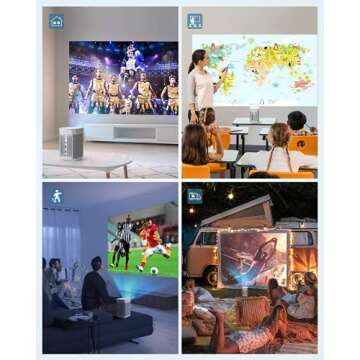 XGIMI Mogo Pro Portable Native Projector, Wi-Fi Smart Mini Movie Projector, 300 ANSI Lumen, Android TV 9.0, 5,000+ Apps, 100 inch Picture, Wireless Bluetooth Speaker for Outdoor Indoor