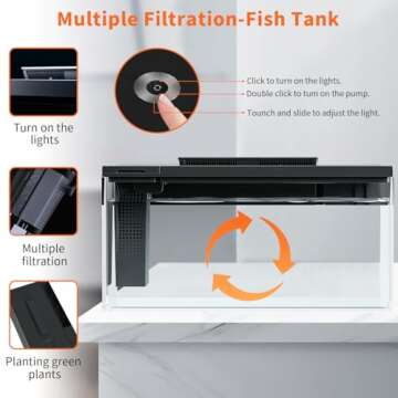 ERAARK Betta Fish Tank with LED Light and Filter