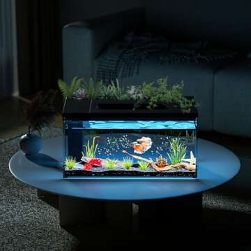 ERAARK Betta Fish Tank with LED Light and Filter