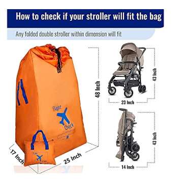 Alnoor USA Gate Check Bag for Single & Double Stroller Travel Bag for Air Plane | Extra Large & Ultr...