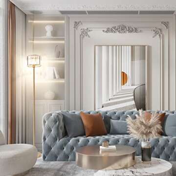 Ralbay Brass Gold Crystal, Bright Lighting, Modern Contemporary Copper Standing Light for Bedrooms, Brass/Copper Floor Lamp for Living Room(Bulb Excluded)