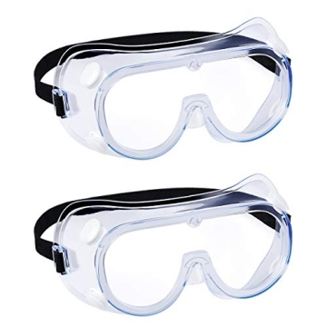 YunTuo 2 Pack Safety Goggles - Adjustable, Lightweight Anti-Fog Protective Safety Glasses