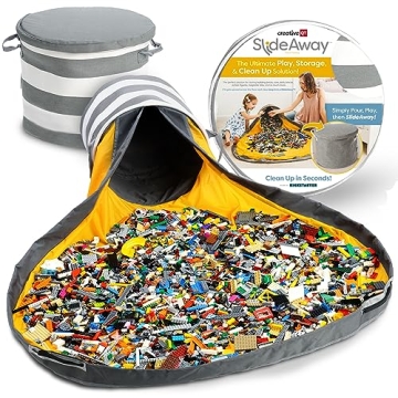 Creative QT SlideAway Toy Storage Organizer & Play Mat - Grey Stripes