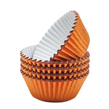 Mombake Standard Orange Foil Cupcake Liners Muffin Baking Cups for Party and More, 100-Count