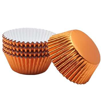 Mombake Standard Orange Foil Cupcake Liners Muffin Baking Cups for Party and More, 100-Count