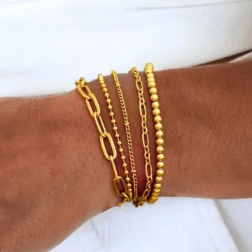 Stylish Waterproof Gold Bracelet Stack for Women - Non Tarnish