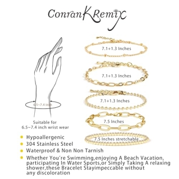 Stylish Waterproof Gold Bracelet Stack for Women - Non Tarnish