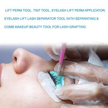 ALISHBA BEAUTY STAINLESS STEEL EASY LIFT LASH TOOL TINT TOOL, EYELASH LIFT PERM APPLICATOR, EYELASH LIFT LASH SEPARATOR TOOL WITH SEPARATING & COMB MAKEUP BEAUTY TOOL FOR LASH GRAFTING (AB-203)(PINK)