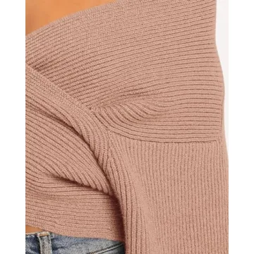 BTFBM Women Casual V Neck Long Sleeve Sweater