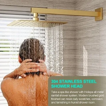 HoliSpa Shower System with 10-Inch Gold Rain Shower Head