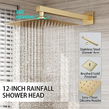 HoliSpa Shower System with 10-Inch Gold Rain Shower Head