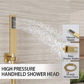 HoliSpa Shower System with 10-Inch Gold Rain Shower Head