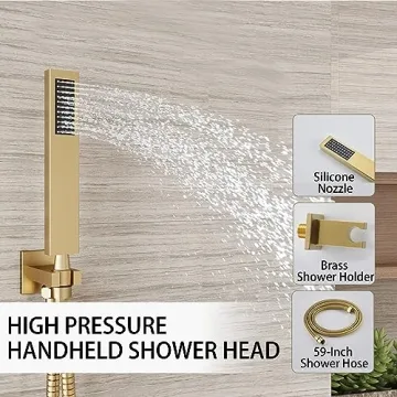 HoliSpa Shower System with 10-Inch Gold Rain Shower Head