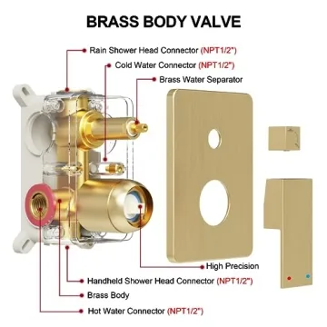HoliSpa Shower System with 10-Inch Gold Rain Shower Head