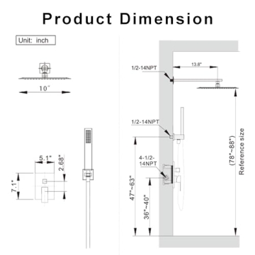HoliSpa Shower System with 10-Inch Gold Rain Shower Head