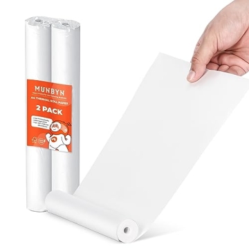 MUNBYN A4 Thermal Paper - 2 Rolls, BPA Free & Compatible with ITP Printers, Clear Prints!