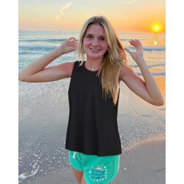 Womens Tank Tops Summer T Shirts Sleeveless Casual Loose Tunic Blouses(Solid Black, L)