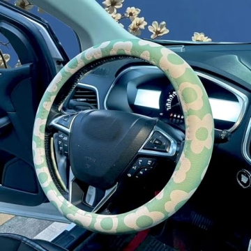 Dotesy Floral Leather Steering Wheel Cover - Stylish Protection