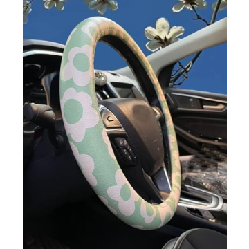 Floral Leather Steering Wheel Cover for Women