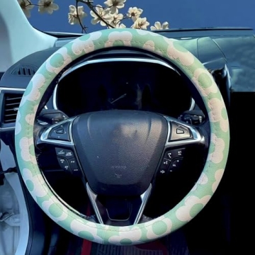 Floral Leather Steering Wheel Cover for Women