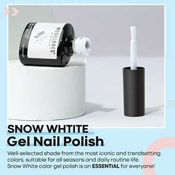 modelones Gel Nail Polish, 1 Pcs15ml White Color Gel Polish Soak Off LED Pure Solid Milky White Base Salon Nail Gel Polish Set Nail Art Starter Manicure DIY at Home Gift for Women, 0.5 Fl Oz