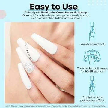 modelones Gel Nail Polish, 1 Pcs15ml White Color Gel Polish Soak Off LED Pure Solid Milky White Base Salon Nail Gel Polish Set Nail Art Starter Manicure DIY at Home Gift for Women, 0.5 Fl Oz