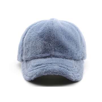 Avilego Winter Baseball Cap Women Men Cozy Faux Fur Baseball Cap Adjustable Trucker Cap for Outdoor Sports Beige