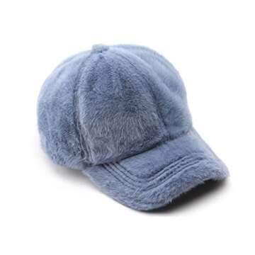 Avilego Winter Baseball Cap Women Men Cozy Faux Fur Baseball Cap Adjustable Trucker Cap for Outdoor Sports Beige