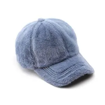 Avilego Winter Baseball Cap Women Men Cozy Faux Fur Baseball Cap Adjustable Trucker Cap for Outdoor Sports Beige