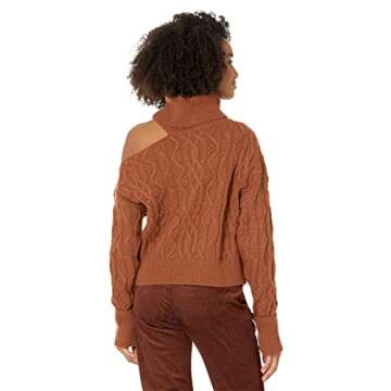 PAIGE Women's Cropped Cable Knit Turtle Neck in Argan Oil - Stylish & Flattering