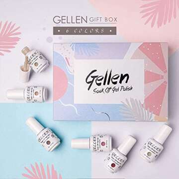 Gellen Gel Nail Polish Kit, 6 Colors Neutral Nudes Gel Polish Set, Nail Art Design Popular Home/Salon DIY Nail Gel Polish Manicure Starter Kit