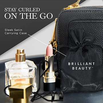 Brilliant Beauty Eyelash Curler with Satin Bag & Refill Pads - Award Winning Eye Lash Curlers for Dramatically Curled Eyelashes & Lash Lift in Seconds (Jet Black)