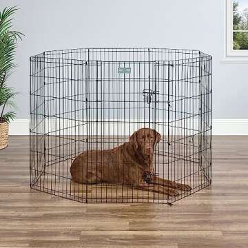 MidWest Homes for Pets Dog Exercise Pen & Playpen, 24"W x 42"H, With Door, Black