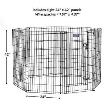 MidWest Homes for Pets Dog Exercise Pen & Playpen, 24"W x 42"H, With Door, Black