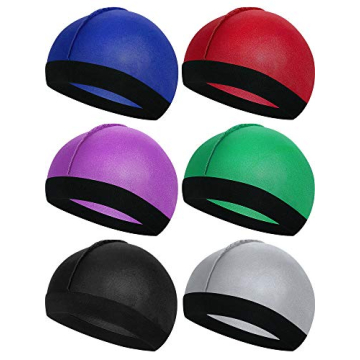 6 Pieces Kids Satin Wave Caps Unisex Baby Beanie Caps 360 Wave Wide Strap Skull Caps (Blue, Red, Pur...