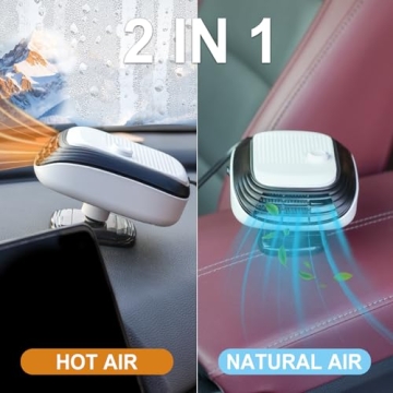 Car Heater, Upgraded Adjustable Speed Car Heater That Plugs Into Cigarette Lighter, HOGUWID Car Defroster 2 in 1 Fast Heating or Cooling Fan，360 Degree Rotary Base Portable Car Heater 12V 120W