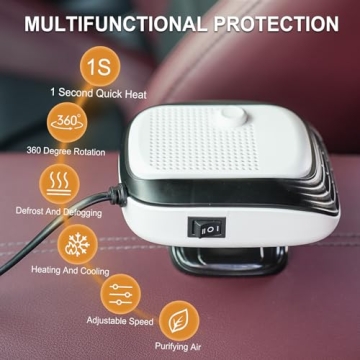 Car Heater, Upgraded Adjustable Speed Car Heater That Plugs Into Cigarette Lighter, HOGUWID Car Defroster 2 in 1 Fast Heating or Cooling Fan，360 Degree Rotary Base Portable Car Heater 12V 120W