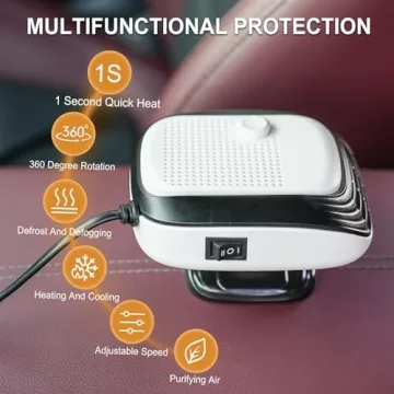 Car Heater, Upgraded Adjustable Speed Car Heater That Plugs Into Cigarette Lighter, HOGUWID Car Defroster 2 in 1 Fast Heating or Cooling Fan，360 Degree Rotary Base Portable Car Heater 12V 120W