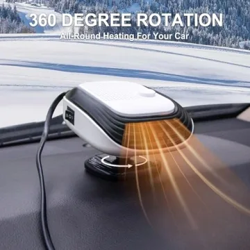 Car Heater, Upgraded Adjustable Speed Car Heater That Plugs Into Cigarette Lighter, HOGUWID Car Defroster 2 in 1 Fast Heating or Cooling Fan，360 Degree Rotary Base Portable Car Heater 12V 120W