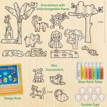 Imagimake Window Art Jungle Suncatcher Kit | Kids Crafts Supplies | Girls Toys Age 6-8 | Arts and Cr...