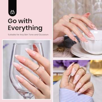 Beetles Nude Pink Gel Nail Polish Kit with UV LED Light Nail Lamp 6 Pcs Starter Kit Base Gel Top Coat Soak Off Nude Pink Gel Polish Set with Nail File for DIY Manicure Valentine's Day Gift for Women