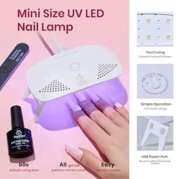 Beetles Nude Pink Gel Nail Polish Kit with UV LED Light Nail Lamp 6 Pcs Starter Kit Base Gel Top Coat Soak Off Nude Pink Gel Polish Set with Nail File for DIY Manicure Valentine's Day Gift for Women