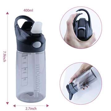 mountop Kids Water Bottle with Silicone Straw and Handle, Easy Use for Girls and Boys, BPA-free Wate...