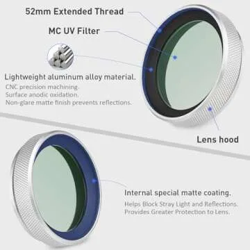 Haoge LUV-X54W Metal Lens Hood with MC UV Protection Multicoated Ultraviolet Lens Filter for Fujifilm X100VI Fuji X100V Camera Silver