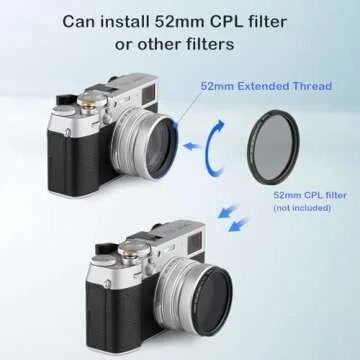 Haoge LUV-X54W Metal Lens Hood with MC UV Protection Multicoated Ultraviolet Lens Filter for Fujifilm X100VI Fuji X100V Camera Silver