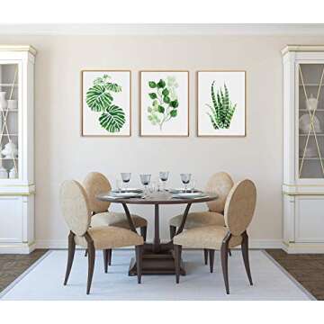 hepix Canvas Wall Art Leaves Wall Paintings Simple Wooden Framed Wall Pictures for Bedroom Bathroom Living Room Home Decorations 17×13