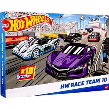 Hot Wheels 10-Pack, Set of 10 Toy Race Cars in 1:64 Scale, Licensed & Unlicensed Collectible Vehicles (Styles May Vary)