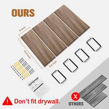 POTRAS Floating Shelves for Bedroom, Rustic Wood Bathroom Shelves for Wall Set of 4, Farmhouse Style...